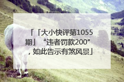 「大小快评第1055期」“违者罚款200”，如此告示有煞风景