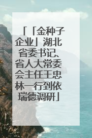 「金种子企业」湖北省委书记、省人大常委会主任王忠林一行到依瑞德调研