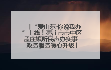 “爱山东·你说我办”上线！枣庄市市中区孟庄镇听民声办实事 政务服务暖心升级