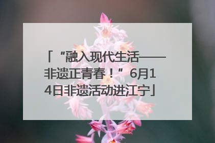 “融入现代生活——非遗正青春！”6月14日非遗活动进江宁