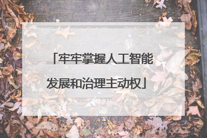 牢牢掌握人工智能发展和治理主动权