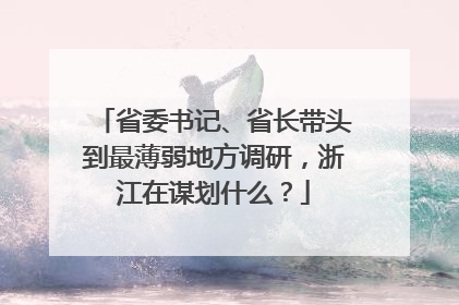 省委书记、省长带头到最薄弱地方调研，浙江在谋划什么？