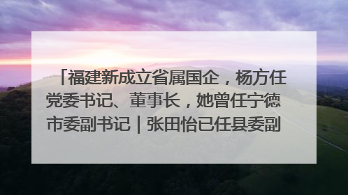 福建新成立省属国企，杨方任党委书记、董事长，她曾任宁德市委副书记｜张田怡已任县委副书记、县政府党组书记