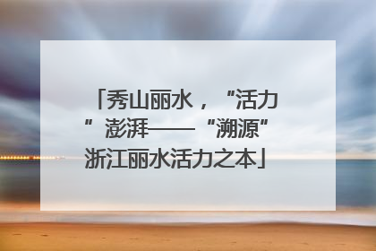 秀山丽水，“活力”澎湃——“溯源”浙江丽水活力之本