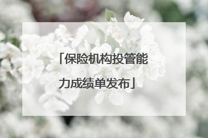 保险机构投管能力成绩单发布