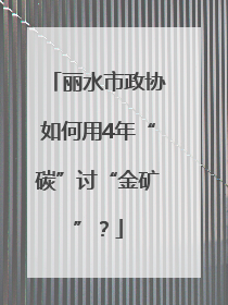 丽水市政协如何用4年“碳”讨“金矿”？