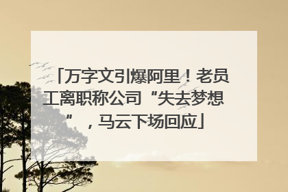 万字文引爆阿里！老员工离职称公司“失去梦想”，马云下场回应