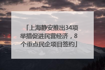 上海静安推出34项举措促进民营经济，8个重点民企项目签约