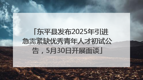 东平县发布2025年引进急需紧缺优秀青年人才初试公告，5月30日开展面谈