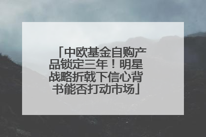 中欧基金自购产品锁定三年！明星战略折戟下信心背书能否打动市场