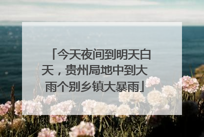 今天夜间到明天白天，贵州局地中到大雨个别乡镇大暴雨