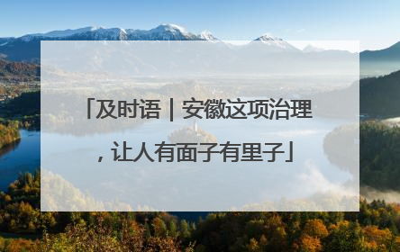 及时语｜安徽这项治理，让人有面子有里子