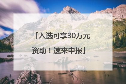 入选可享30万元资助！速来申报