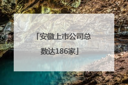 安徽上市公司总数达186家