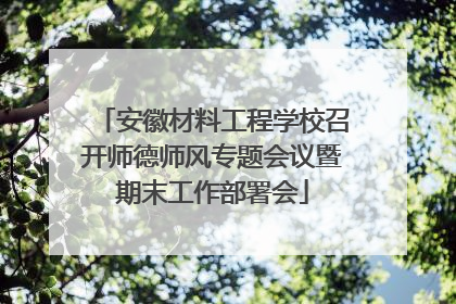 安徽材料工程学校召开师德师风专题会议暨期末工作部署会
