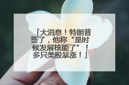 大消息！特朗普签了，他称“是时候发展核能了”！多只美股暴涨！