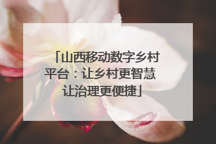 山西移动数字乡村平台：让乡村更智慧 让治理更便捷