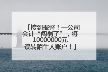 接到报警！一公司会计“闯祸了”，将10000000元误转陌生人账户！