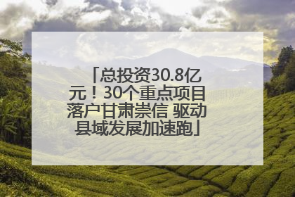 总投资30.8亿元！30个重点项目落户甘肃崇信 驱动县域发展加速跑