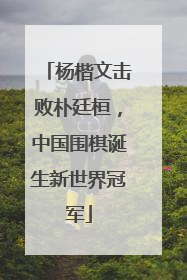 杨楷文击败朴廷桓，中国围棋诞生新世界冠军