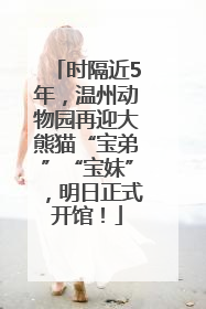 时隔近5年，温州动物园再迎大熊猫“宝弟”“宝妹”，明日正式开馆！