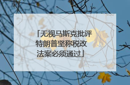 无视马斯克批评 特朗普坚称税改法案必须通过