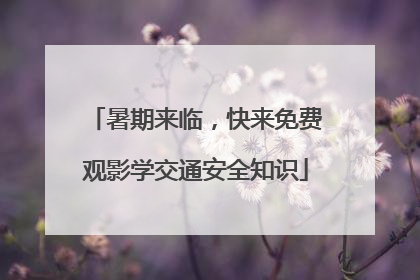 暑期来临，快来免费观影学交通安全知识