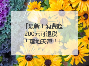 最新！消费超200元可退税！落地天津！