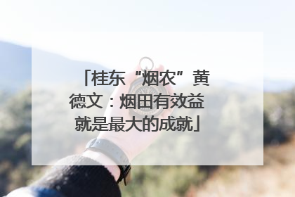 桂东“烟农”黄德文：烟田有效益就是最大的成就
