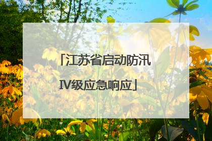江苏省启动防汛IV级应急响应