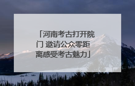 河南考古打开院门 邀请公众零距离感受考古魅力