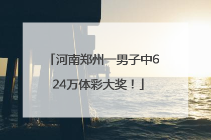 河南郑州一男子中624万体彩大奖！