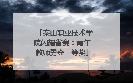 泰山职业技术学院闪耀省赛：青年教师勇夺一等奖