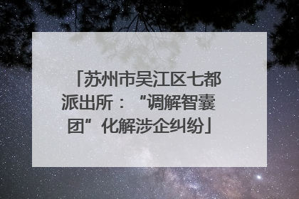 苏州市吴江区七都派出所：“调解智囊团”化解涉企纠纷