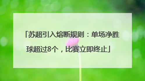 苏超引入熔断规则：单场净胜球超过8个，比赛立即终止