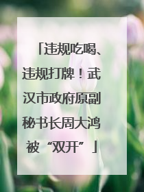 违规吃喝、违规打牌！武汉市政府原副秘书长周大鸿被“双开”