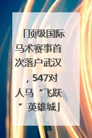 顶级国际马术赛事首次落户武汉，547对人马“飞跃”英雄城