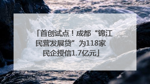 首创试点！成都“锦江民营发展贷”为118家民企授信1.7亿元