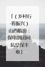 （乡村行·看振兴）山西临汾：保电到田间 抗旱保丰收