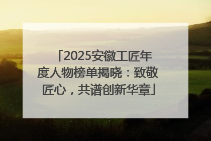 2025安徽工匠年度人物榜单揭晓：致敬匠心，共谱创新华章